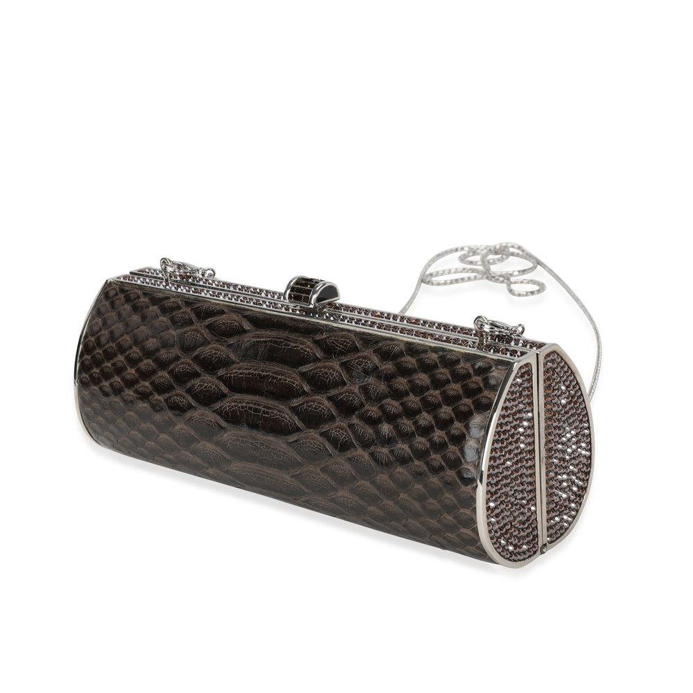 Judith Leiber Brown Python & Crystal Minaudiere - image 2